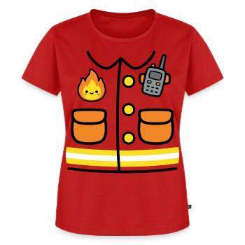 Feuerwehr Kostüm Karneval Fasching Outfit - Frauen Premium Bio T-Shirt - Rot - Vorne - AI Model Female 172 dark (172cm)