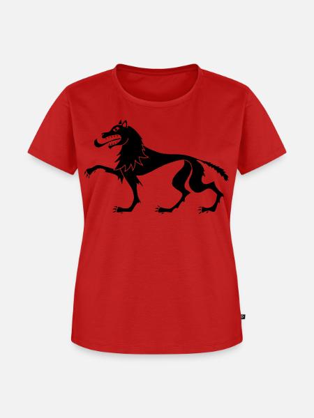 Mittelalterlicher Schwarzer Wolf - Frauen Premium Bio T-Shirt - Rot
