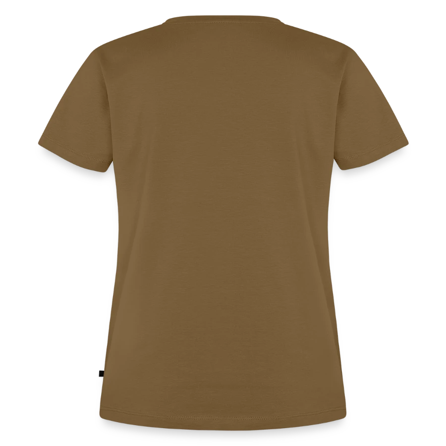 Salt Harbour badge on a women's premium organic t-shirt, nutshell, back