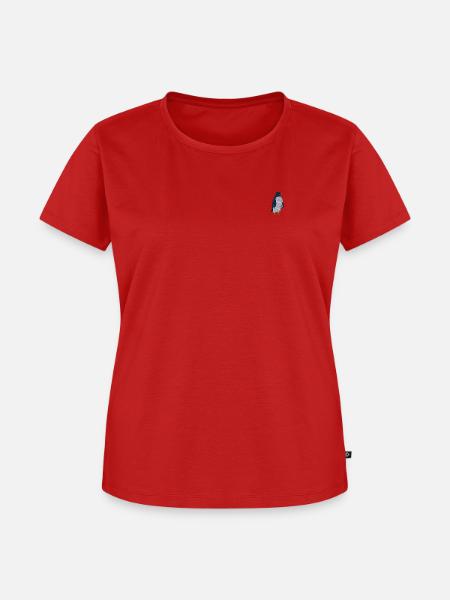 Pinguin bestickt - Frauen Premium Bio T-Shirt - Rot