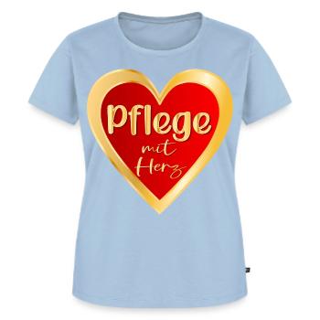PFLEGE MIT HERZ - PFLEGEBERUFE GESUNDHEIT - Frauen Premium Bio T-Shirt - Hellblau - Vorne - AI Model Female 172 dark (172cm)