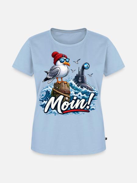 Moin! Küstenmorgen Möwe - Frauen Premium Bio T-Shirt - Hellblau