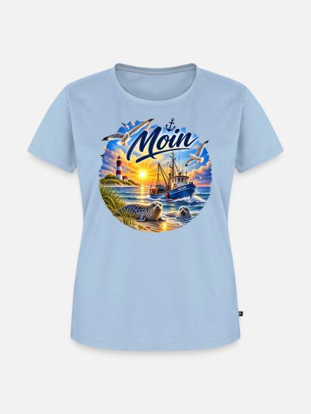 Nordsee , Moin Küstenzauber Seestimmung - Frauen Premium Bio T-Shirt - Hellblau