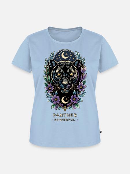 MÄCHTIGE TOTEMKATZE - Frauen Premium Bio T-Shirt - Hellblau