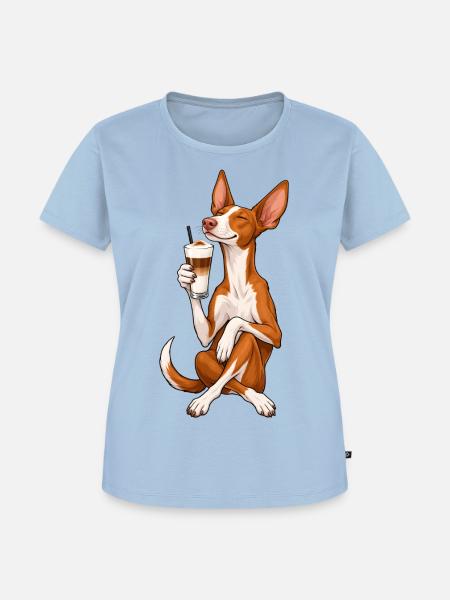 Podenco Ibicenco mit Latte Macchiato - Frauen Premium Bio T-Shirt - Hellblau
