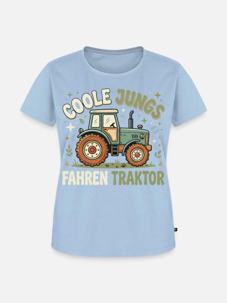 Coole Jungs fahren Traktor - Frauen Premium Bio T-Shirt - Hellblau
