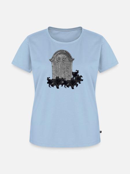 Gothischer Grabstein mit Lilienschmuck - Frauen Premium Bio T-Shirt - Hellblau