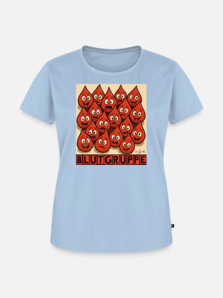 Blutgruppe by Rico Beck - Frauen Premium Bio T-Shirt - Hellblau