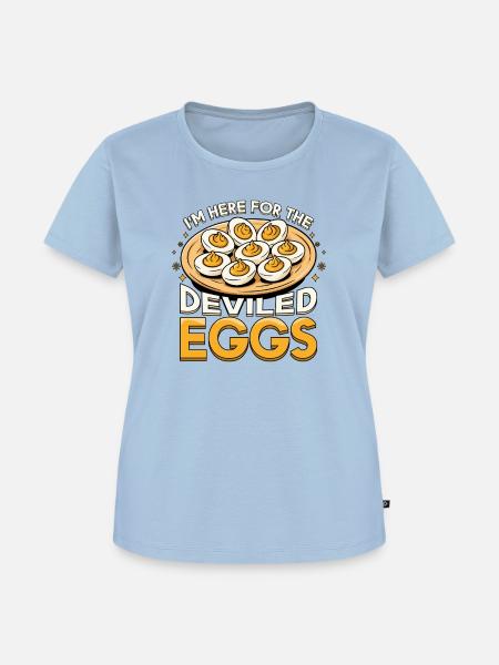 Ich bin hier für das Teufelskeier-Thanksgiving-Dinner - Frauen Premium Bio T-Shirt - Hellblau