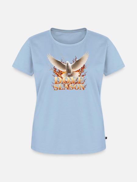 Taubenjagd-Saison: Lustiger Taubenjäger - Frauen Premium Bio T-Shirt - Hellblau
