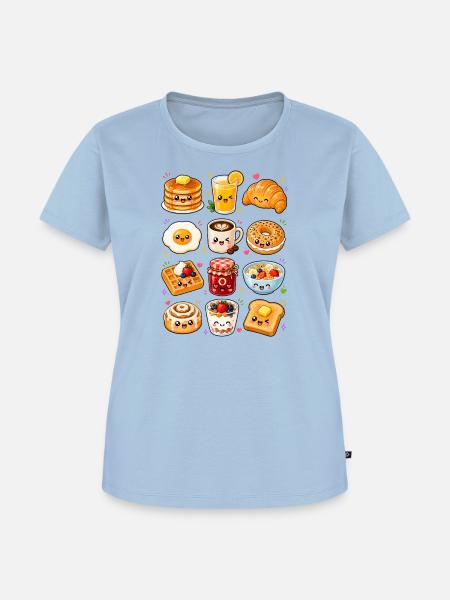 Kawaii Frühstück | Kaffee & Brunch - Frauen Premium Bio T-Shirt - Hellblau