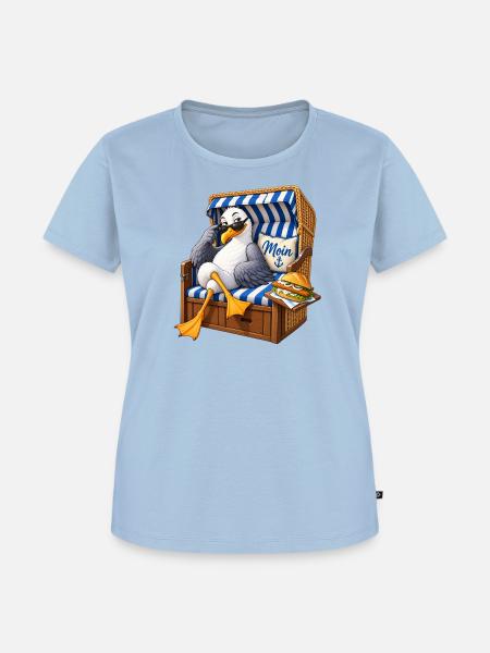 Strandvogel im Strandkorb - Frauen Premium Bio T-Shirt - Hellblau