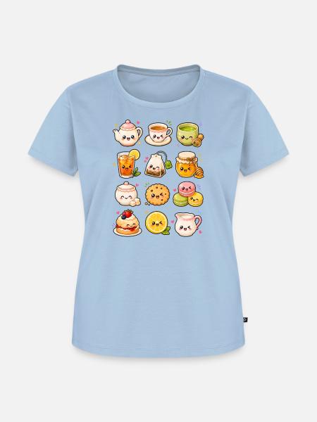Kawaii Teezeit | Tee, Matcha & Gebäck - Frauen Premium Bio T-Shirt - Hellblau