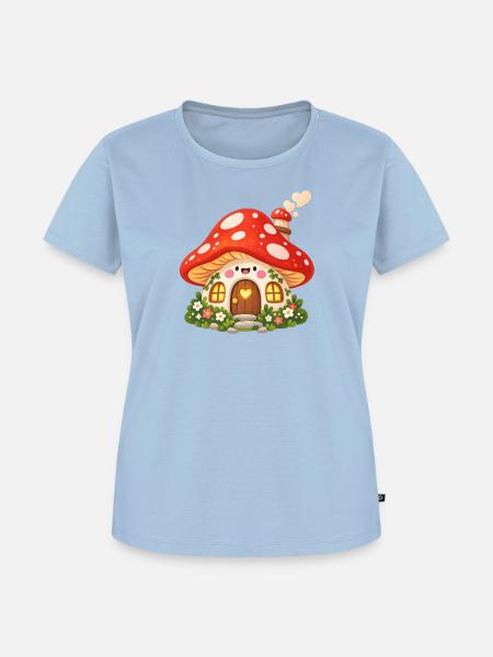 Kleines Pilzhäuschen mit Herzfenster - Frauen Premium Bio T-Shirt - Hellblau