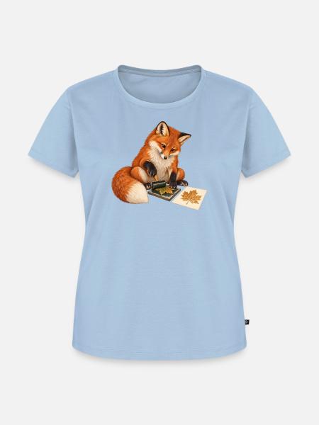 Fuchs druckt botanische Blätter - Frauen Premium Bio T-Shirt - Hellblau