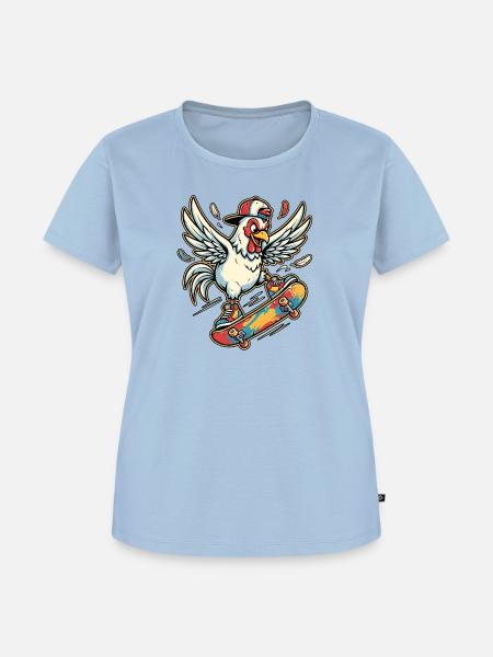 Skater Chicken - Frauen Premium Bio T-Shirt - Hellblau
