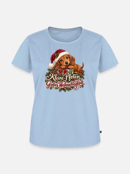 Dackel Kleine Pfoten Weihnachtsglück - Frauen Premium Bio T-Shirt - Hellblau