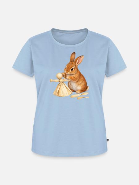 Kaninchen mit Maisblattpuppe - Frauen Premium Bio T-Shirt - Hellblau