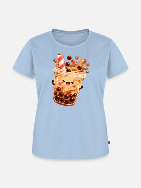 Kawaii Bubble Tea Becher - Frauen Premium Bio T-Shirt - Hellblau