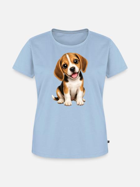 Süßer Beagle Welpe Hund Cartoon - Frauen Premium Bio T-Shirt - Hellblau