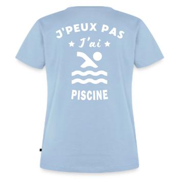 Design Piscine Humoristique Homme - T-shirt Premium bio Femme - bleu clair - Dos - AI Model Female 172 dark (172cm)