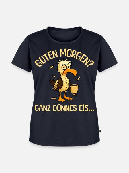 Morgenmuffel Möwe mit Kaffee - Frauen Premium Bio T-Shirt - Navy