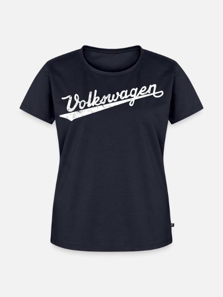Volkswagen VW Logoschriftzug Retro Weiß - Frauen Premium Bio T-Shirt - Navy