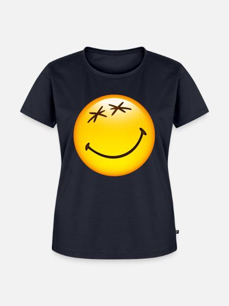 Smiley Glossy Happy - Frauen Premium Bio T-Shirt - Navy