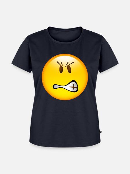 Smiley Glossy Angry - Frauen Premium Bio T-Shirt - Navy