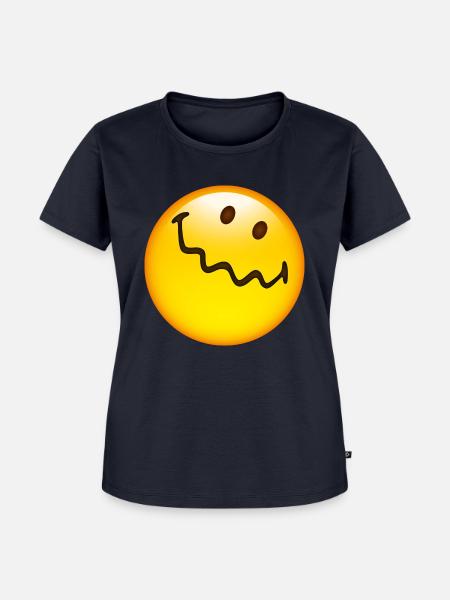 Smiley Glossy Uncertain - Frauen Premium Bio T-Shirt - Navy