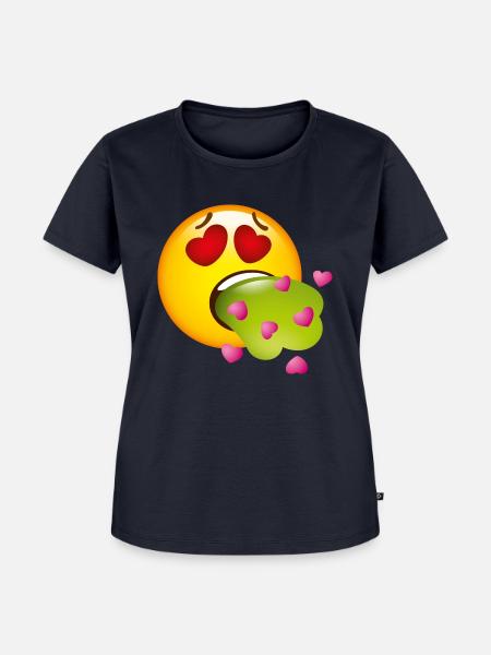 Smiley Glossy Barf Love - Frauen Premium Bio T-Shirt - Navy