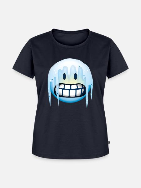 Smiley Glossy Frozen - Frauen Premium Bio T-Shirt - Navy