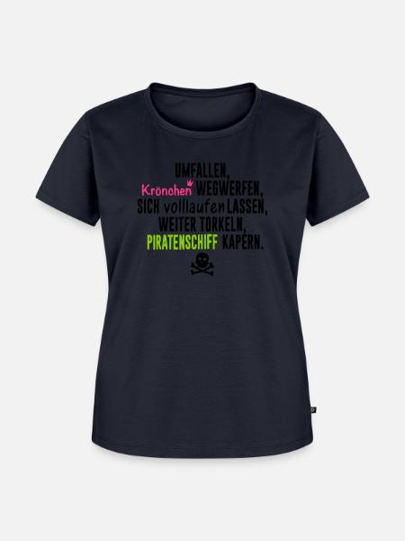 Krönchen vs Piratenschiff - Frauen Premium Bio T-Shirt - Navy