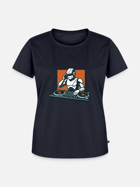 CyberBeats – Android an den Decks - Frauen Premium Bio T-Shirt - Navy