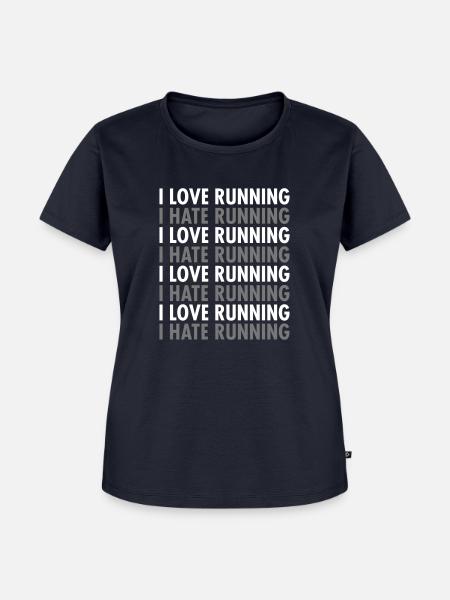 I Love / Hate Running - Frauen Premium Bio T-Shirt - Navy