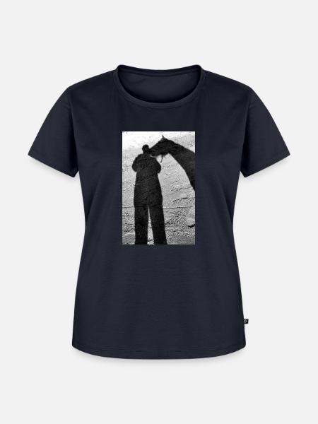 Pferd Schatten - Frauen Premium Bio T-Shirt - Navy