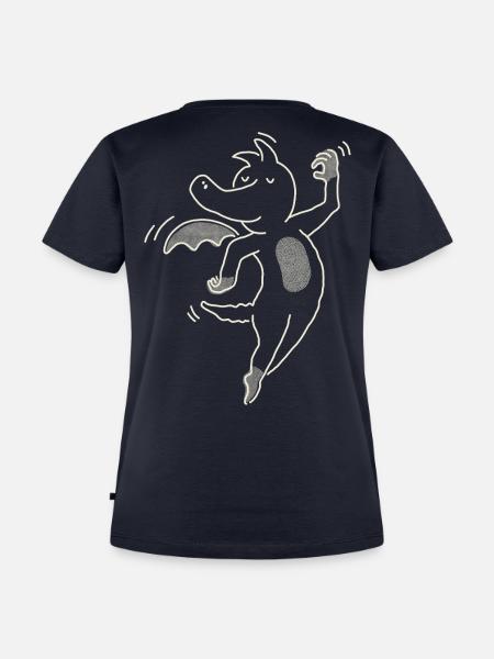 Tabaluga Tanzend Als Kontur - Frauen Premium Bio T-Shirt - Navy