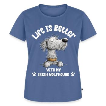 Irischer Wolfshund Cartoon Hund Hunderasse - Frauen Premium Bio T-Shirt - Taubenblau - Vorne - Selfina (174cm)