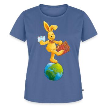 Felix der Hase Weltenbummler - Frauen Premium Bio T-Shirt - Taubenblau - Vorne - Selfina (174cm)