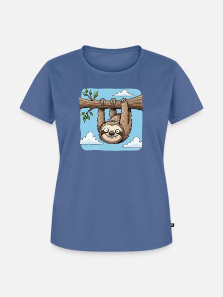 Faultier - Frauen Premium Bio T-Shirt - Taubenblau