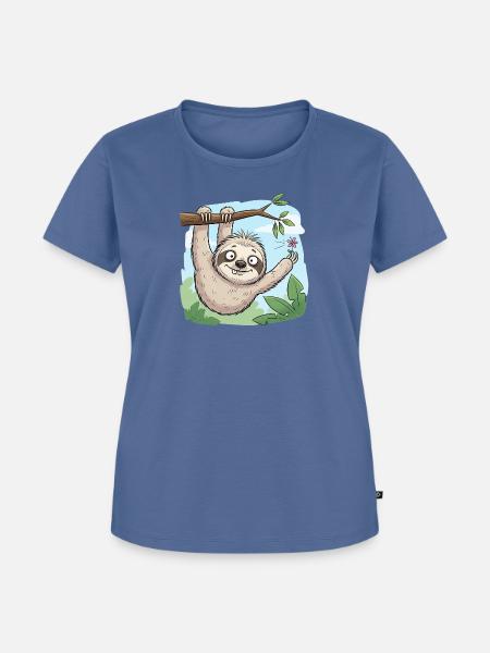 Faultier - Frauen Premium Bio T-Shirt - Taubenblau