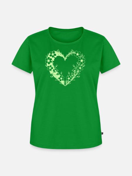 Blütenherz im floralen Rahmen - Frauen Premium Bio T-Shirt - Grün