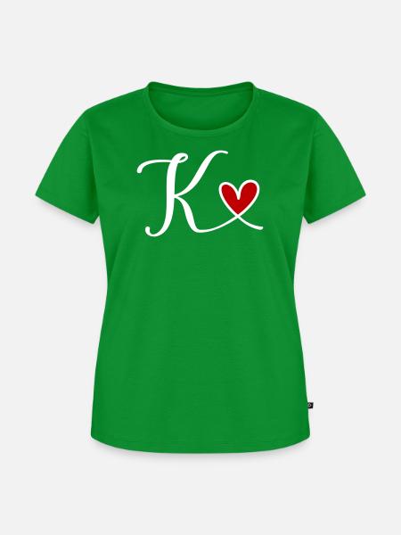K Initiale mit Herz - Frauen Premium Bio T-Shirt - Grün