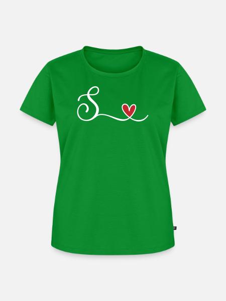 Buchstabe S. mit Herz Monogramm Initialie - Frauen Premium Bio T-Shirt - Grün