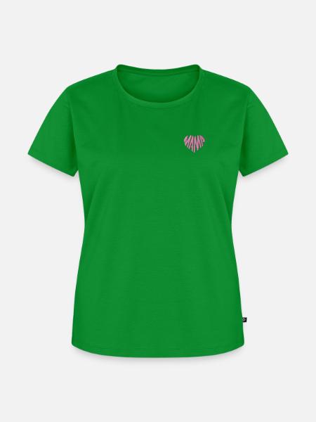Mama Herz rosa bestickt - Frauen Premium Bio T-Shirt - Grün