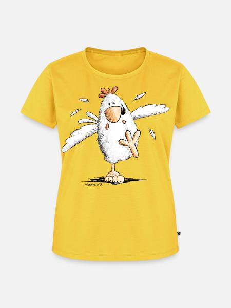 Cooles Rennendes Huhn - Frauen Premium Bio T-Shirt - Sonnengelb