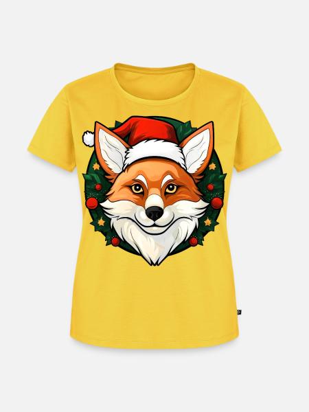 Füchse Weihnachten - Frauen Premium Bio T-Shirt - Sonnengelb