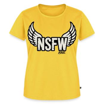 Blason NSFW des Ailes - T-shirt Premium bio Femme - jaune soleil - Devant - AI Model Female 172 dark (172cm)