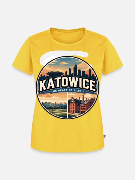Retro Katowice Spodek Arena-Abzeichen - Frauen Premium Bio T-Shirt - Sonnengelb