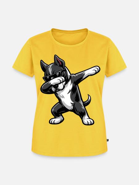 Dabbing Deutsche Dogge im Comic Stil - Frauen Premium Bio T-Shirt - Sonnengelb